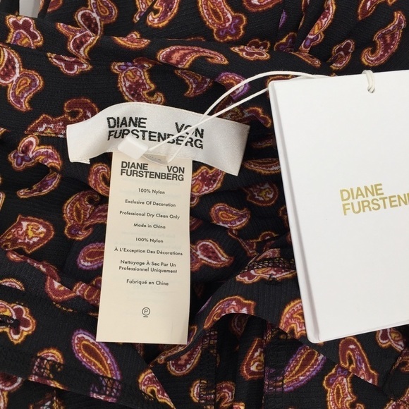 DVF Diane von Furstenberg Andi Tie Paisley black shirtdress midi new XXS 0 00 - Picture 5 of 5